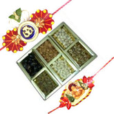Raksha Bandhan Fusion: Badam, Pista, Kiss Miss, Cashew, and Dates with 2 Rakhis